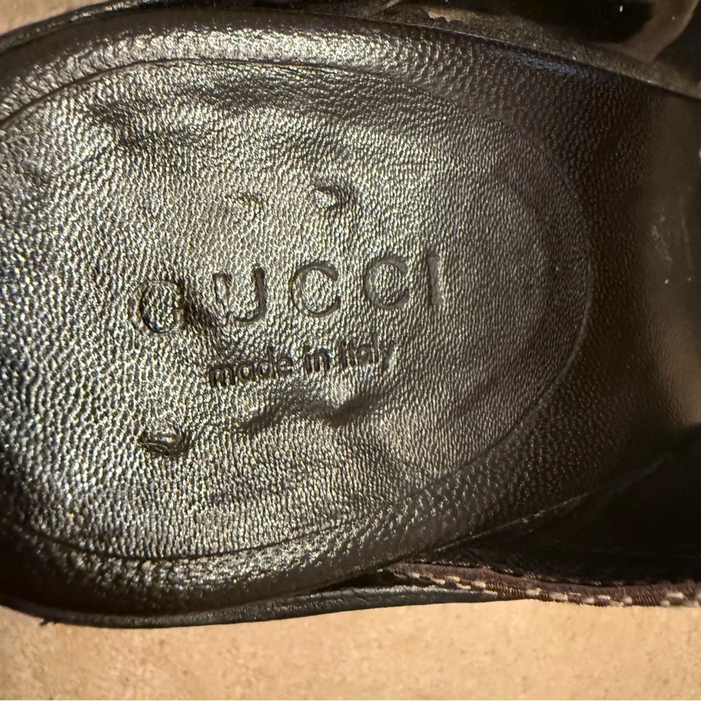 Gucci Black and Brown Mules with Gold Accents - Picture 5 of 6